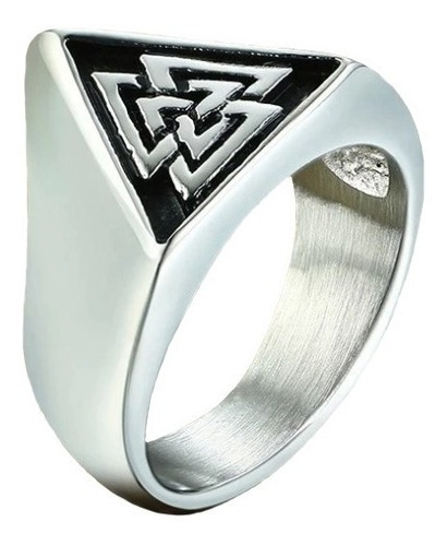 Anillo Valknut Simbolo Vikingo Triangular Acero Inoxidable