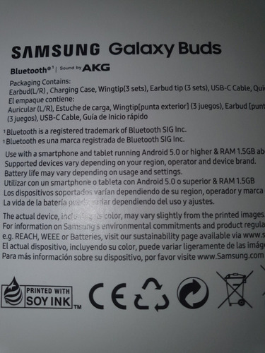 Imagen 5 de 5 de Auriculares Samsung Galaxy Buds(original)