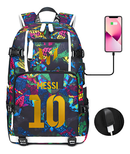 Mochila Escolar Transfronteriza Messi Luminosa, Mochila Neym Color 1 (1) Diseño De La Tela 15*30*47