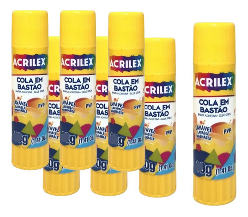 Cola Em Bastão Acrilex 20g Pt C/6 Un