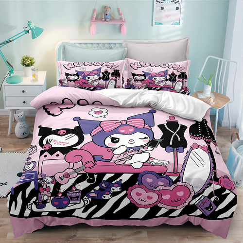 Bonita Funda De Edredón Kuromi Para Ropa De Cama De Tamaño D