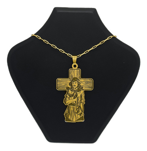 Cadena Y Dije Gauchito Gil Grande Oro 18k Oro 18k 50 Cm