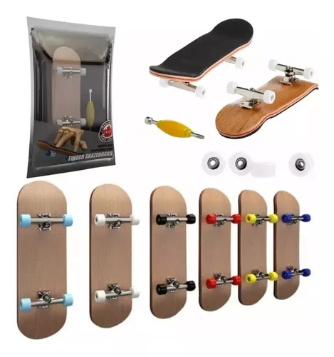 Fingerboard Skate Dedo Profissional Madeira Rolamento Kit 4