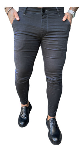 Calça Alfaiataria Jeans Skinny Cinza Premium Masculina