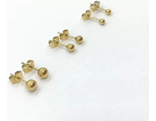 Aros Perlas En Acero Quirurguico Doradas