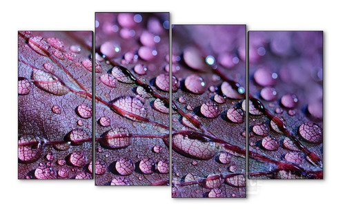 Cuadro Decorativo Moderno Hojas Gotas Lluvia Jd-0417 L Cuádruple 120x70 Cm Sin Marco