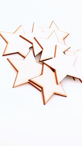 Imagen 3 de 6 de Kit Estrellas X 50u - 8cm - Mdf / Fibrofacil