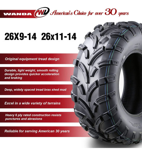 14-15 Cam Am Commander E Lsv Atv Tire Set 26x9-14 26x11- Ugg