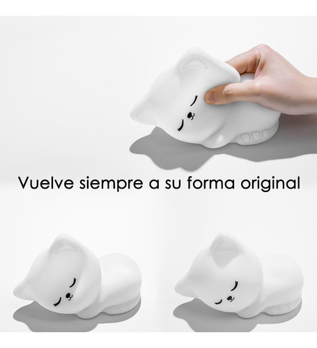Lampara Velador Infantil Gato Silicona Multi Colores Led