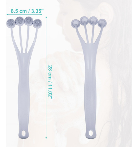 Cepillo De Baño Ducha Silicona Espalda Masaje 28x8.5x5.5cm