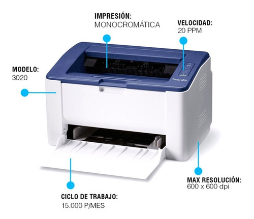 Impresora Laser Outlet Xerox 3020 Monocromatica Wifi