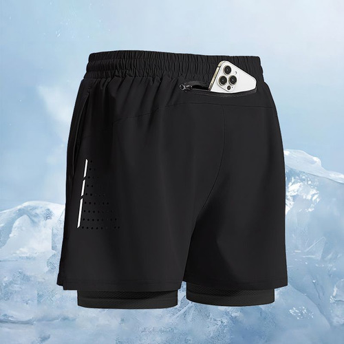Pantalones Cortos Deportivos 2 En 1 Para Hombre D