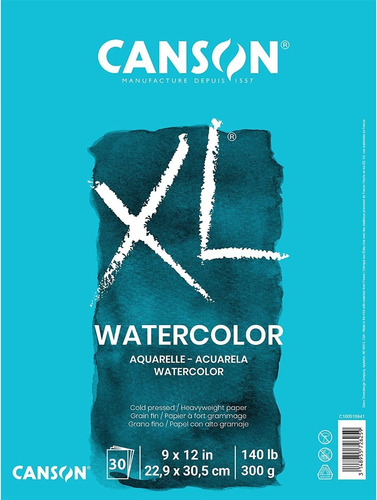 Block Canson Xl Watercolor 22.9x30.5 Cm 300g 30 Hojas 