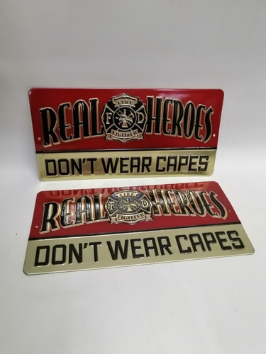 Aviso Metal U.s.a Retro Bomberos Reflectivo Relieve Original