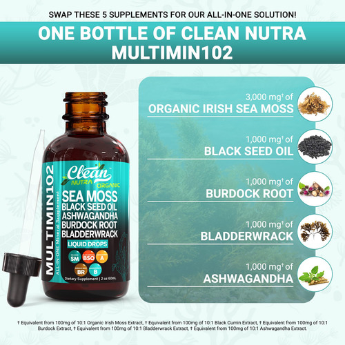 Suplemento Clean Nutraceuticals Sea Moss Com Óleo De Semente