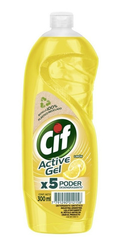 Cif Active Gel Detergente Lavavajilla Limón 300ml