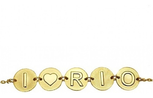 Pulseira I Love Rio Folheada A Ouro