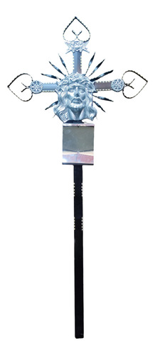 Cristo Para Panteón 152cm Rostro De Cristo Negra/plata