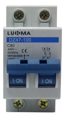 Disjuntor Din Bipolar 80amp Lukma 34021