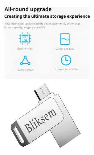 Flash Pen Drive 2 Em 1 De Metal Usb A 2.0 & Micro Usb V8 64gb Smartphone Android Computador Pc Projetores Cameras