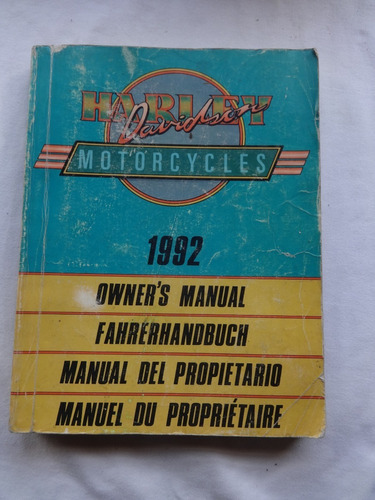 Manual Instrucciones Uso Harley Davidson 1992 Moto Catalogo