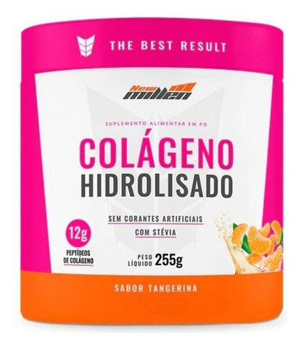 Colágeno Hidrolisado Em Po  250g  New Millen Sabor Tangerina