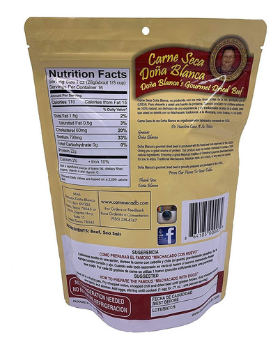 Carne Seca Doña Blanca 16 Oz.- Carne Seca - Machacado - Mach