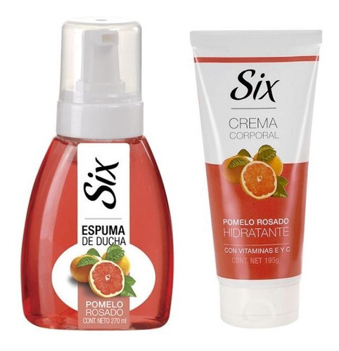 Pack Six Espuma + Crema Corporal + Esponja Pomelo Rosado