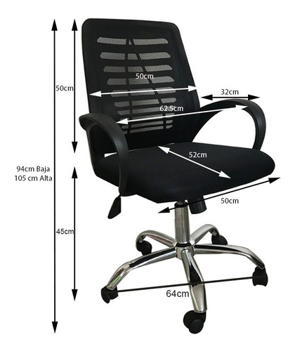 Imagen 2 de 8 de Silla Escritorio 091b Unicas Más Grandes Mas Reforzadas 150k