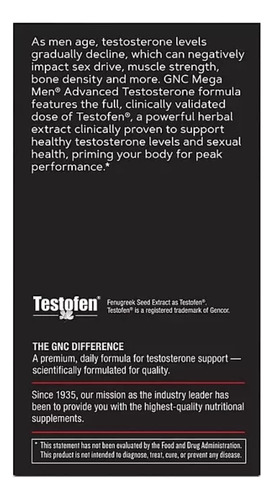 Gnc Mega Men Advanced Testosterona 120 Capsulas Sabor Sin Sabor
