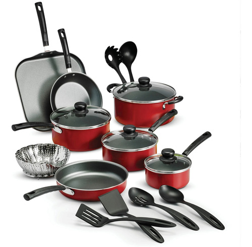 Batería De Cocina Tramontina Primaware Sartenes 18 Pcs Roja Rojo