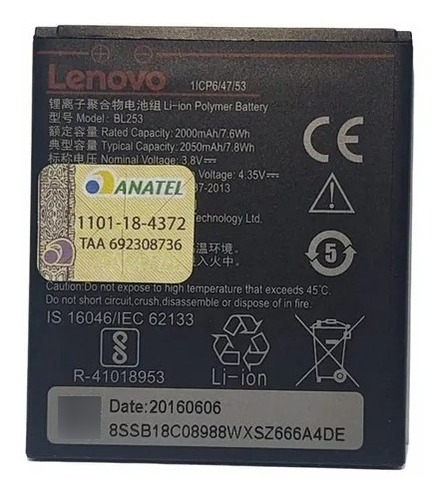 Flex Carga Bateria Bl253 Lenovo Vibe B A2016b30 (f/grátis)