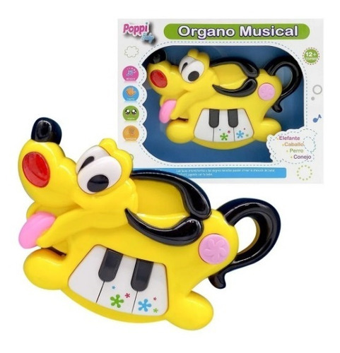 Mini Piano Didáctico Perro Con Luz Poppi Baby Color Amarillo