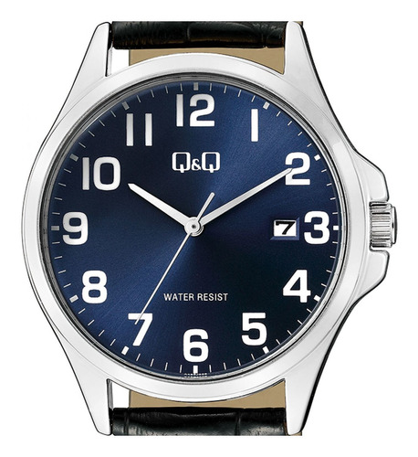 Reloj Para Caballero Q&q A480j305y Malla De Cuero Circuit Color de la correa Negro