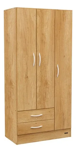Placard Melamina 3 Puertas Eco Pack 2 Cajones
