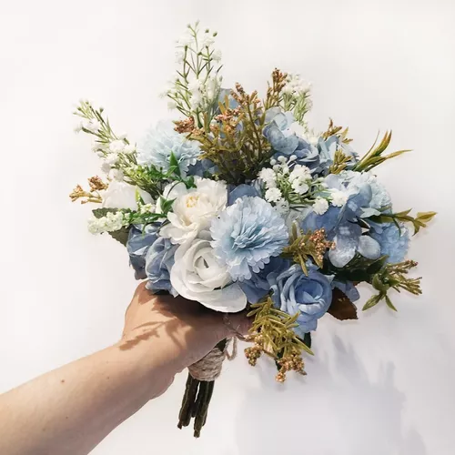 Buquê Noiva Casamento Cívil Flores Azul Claro Tiffany