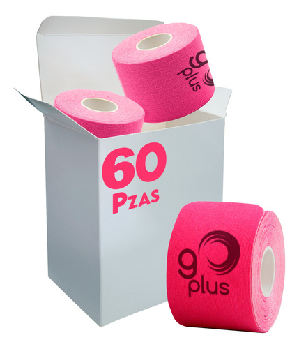60 Promo Pack Cinta Kinesiológica Rosa Go Plus 5m Precortada
