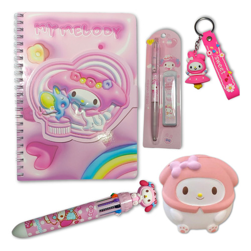 Kit Escolar My Melody Cuaderno Esfero Squishy Portaminas Mas
