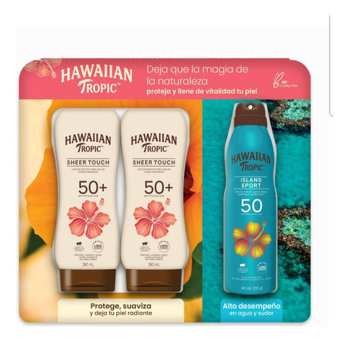 Bloqueador Solar 2 Lociones Y 1 Spray Hawaiian Tropic 50+