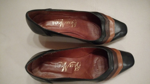 Zapatos De Señora Cuero Negro Num 38 Como Nuevos Excelentes!