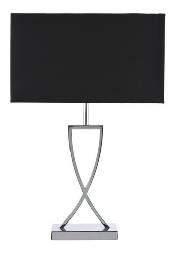 Lámpara De Mesa Queluz Plateado Y Negro - Telecompras Sc Color de la estructura Metal
