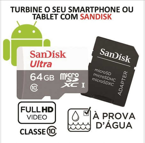 Cartão de memória SanDisk SDSQUNR-064G-GN3MA Ultra com adaptador SD 64GB