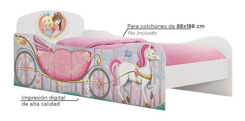 Cama Princesa Carruaje Infantil Auto Juvenil - 1 Plaza