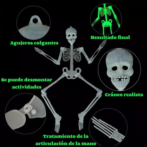 Esqueleto De Calavera Resplandeciente, 140 Cm