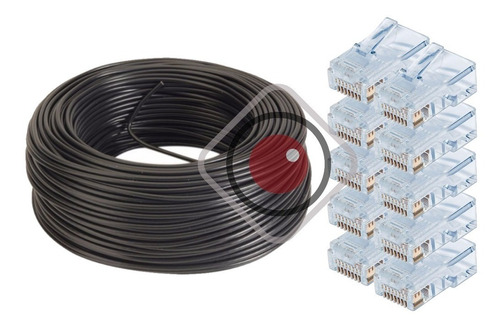 Cable Utp Cat 5e Exterior 50m Metros Doble Vaina + 10 Fichas