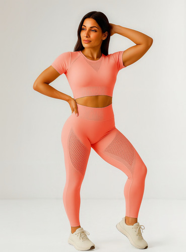 Conjunto Deportivo Mujer Irun Calza Push Up Frunce + Remera