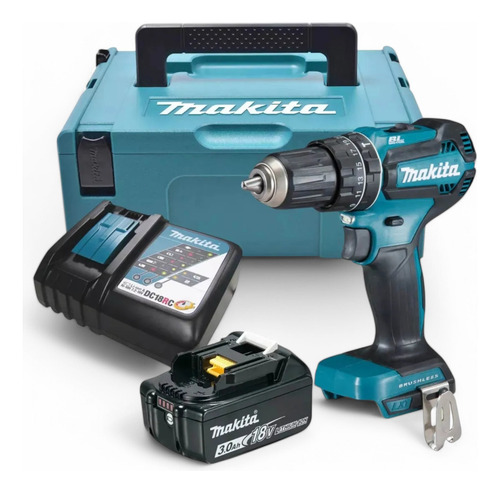 Parafusadeira Furadeira 18v Makita Dhp485 Com Bateria 3ah Azul-turquesa Voltagem : 18 Volts