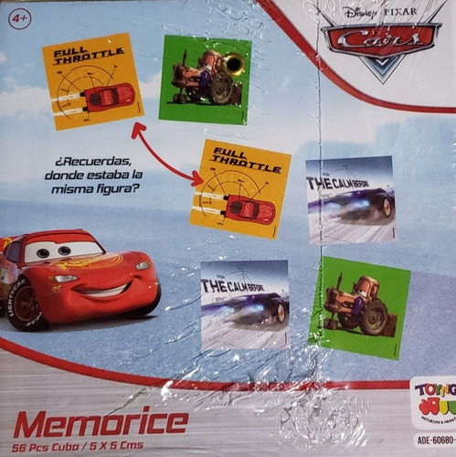 Disney Pixar Cars Memorice 56 Piezas Cubo 5x5 Cms 