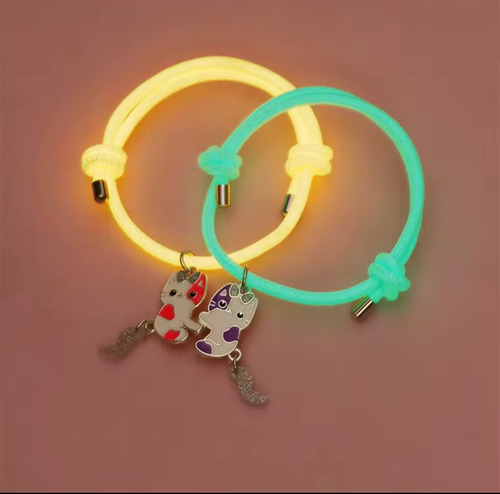 Pulseras De Amistad Bff 2 Gatito Rosa Claro 7 Cm 14 Cm