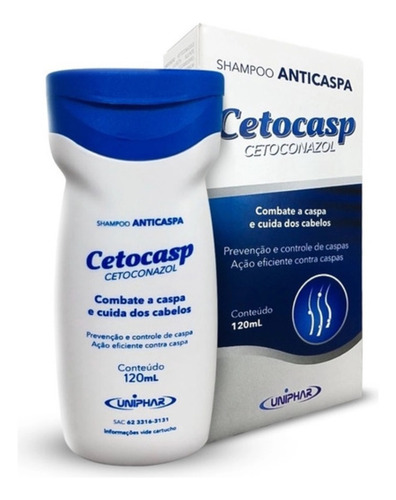 Kit 5 Shampoo Cetoconazol Anticaspa 120ml Cetocasp - Uniphar